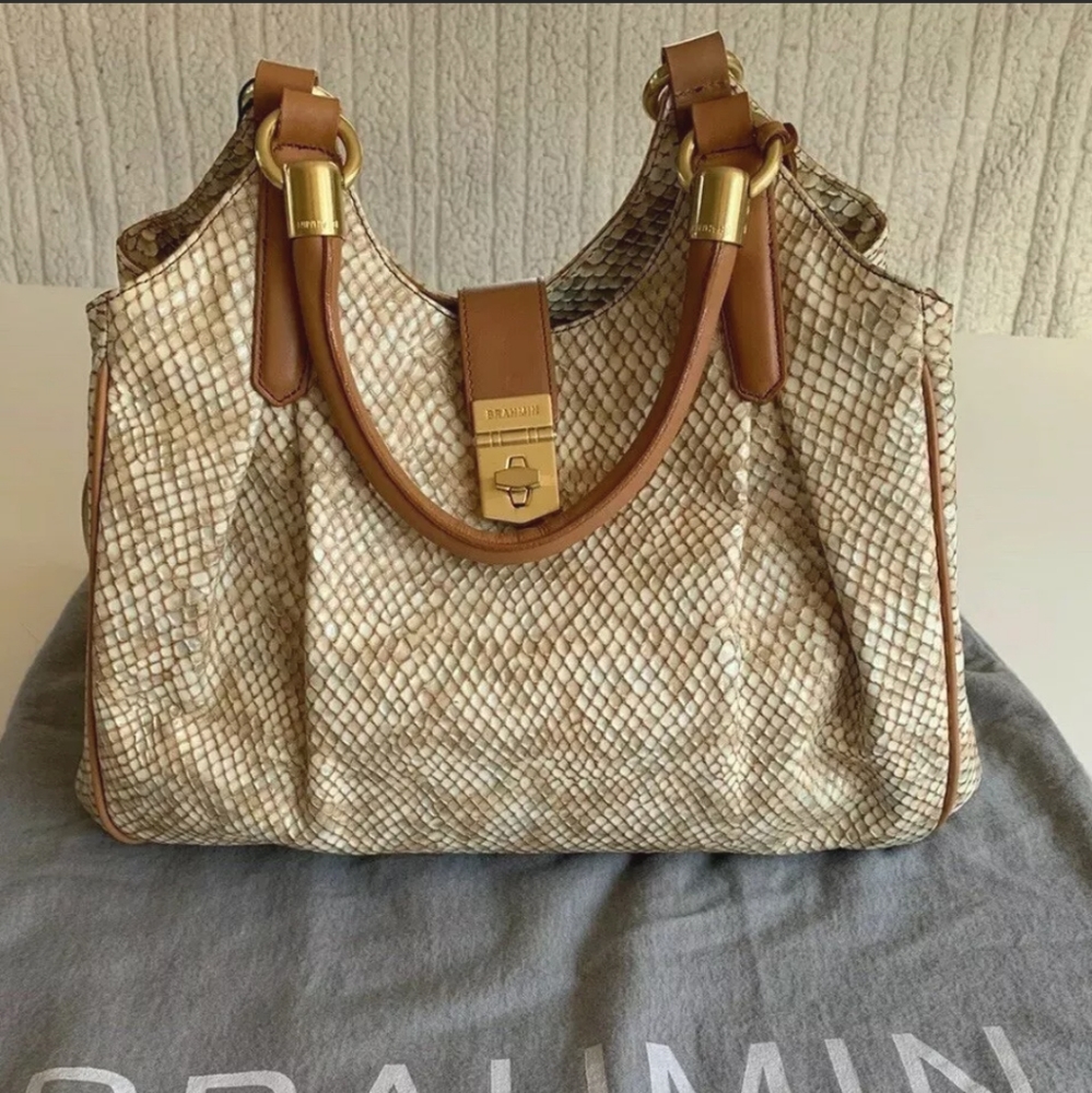 Brahmin Elisa Beige Parker Hobo